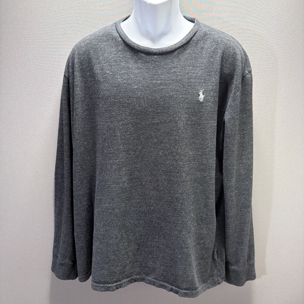 Polo Ralph Lauren Classic Fit Long Sleeve Shirt Mens Large Heather Gray Flaw